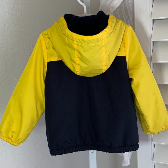 OSHKOSK B'Gosh, Kid's ZipperJacket w/Hood, Navy & Yellow, Size 2T - Picture 3 of 8